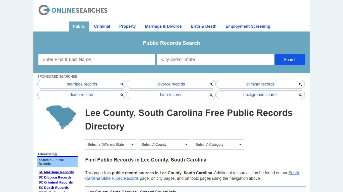Lee County, South Carolina Public Records Directory